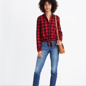 Madewell Buffalo check tie front flannel shirt